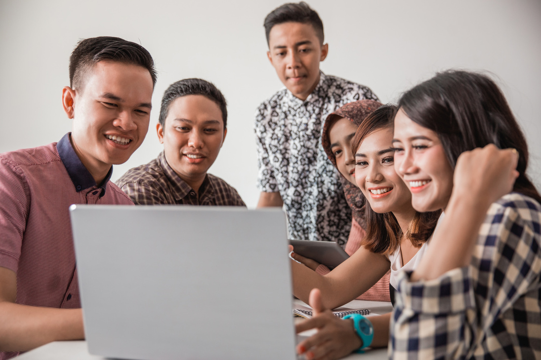 Portrait of Asian College Students Studying